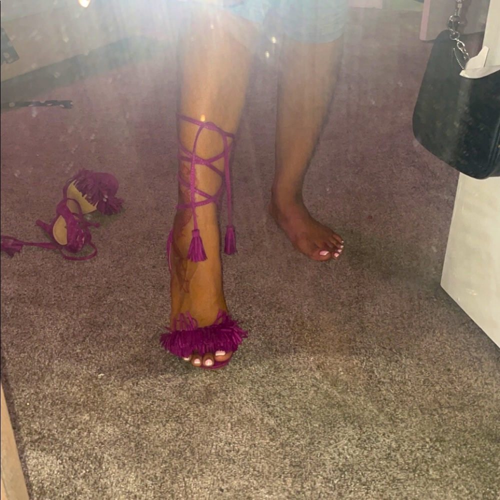 ONLY WORN ONCE JUST FAB TIE UP PURPLE HEELS
